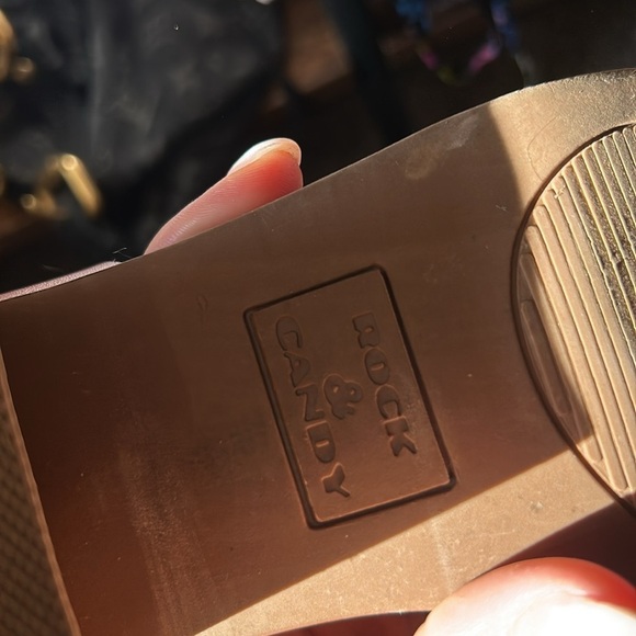 ROCK & CANDY | shoes size 8.5 brown sandals heels wedges - Picture 9 of 11